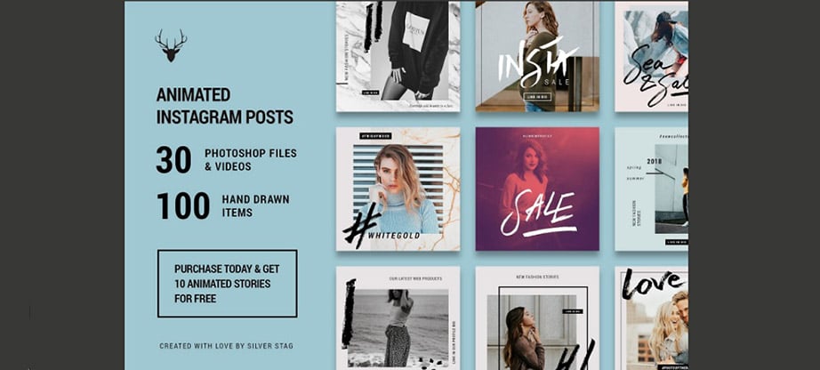 Animated Hand-Drawn Instagram Post Template Bundle