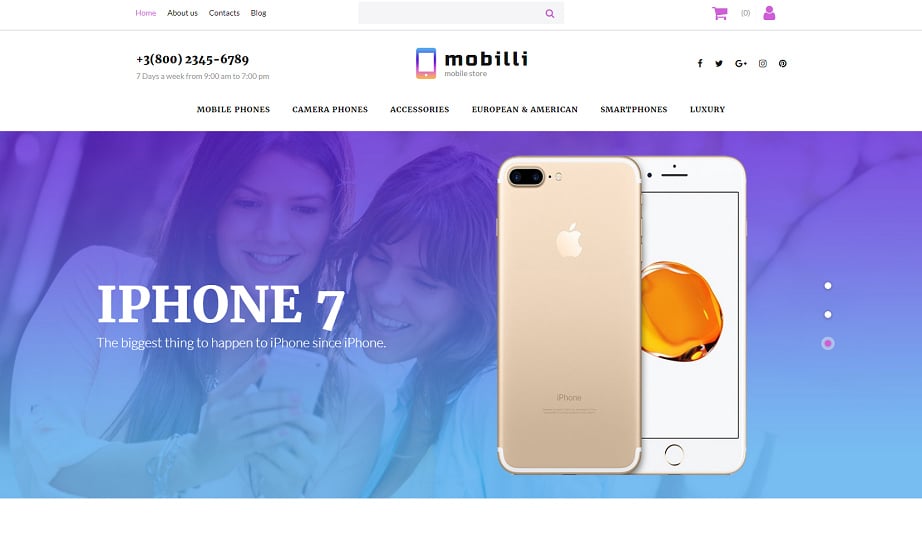 Best website builders for eCommerce 2017 - Mobilli template