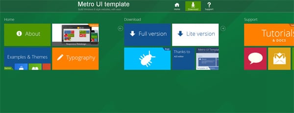 Create Website in Metro Style: Frameworks, Plugins, Templates