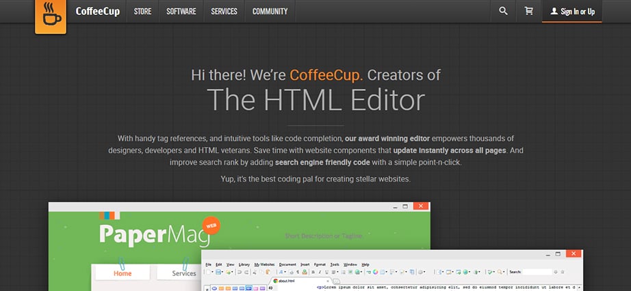 Free web design software for Mac - Coffee Cup