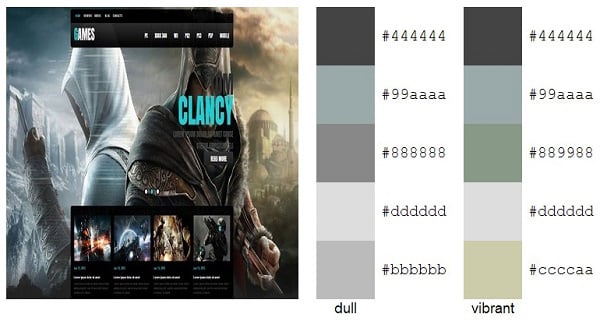 Gaming Website Templates Color Palette Metal