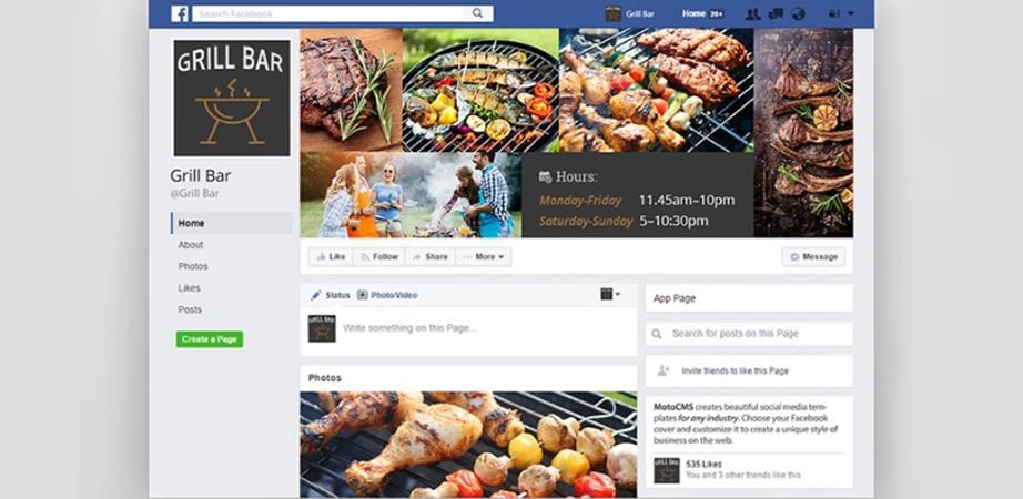 grill cafe facebook cover psd