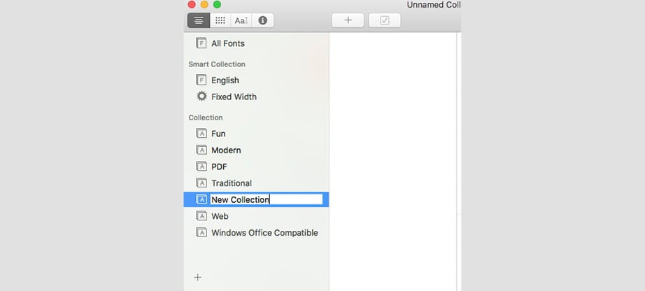 new collection of fonts on mac