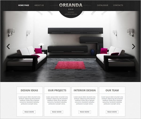 Dark-Toned Interior Design Web Template