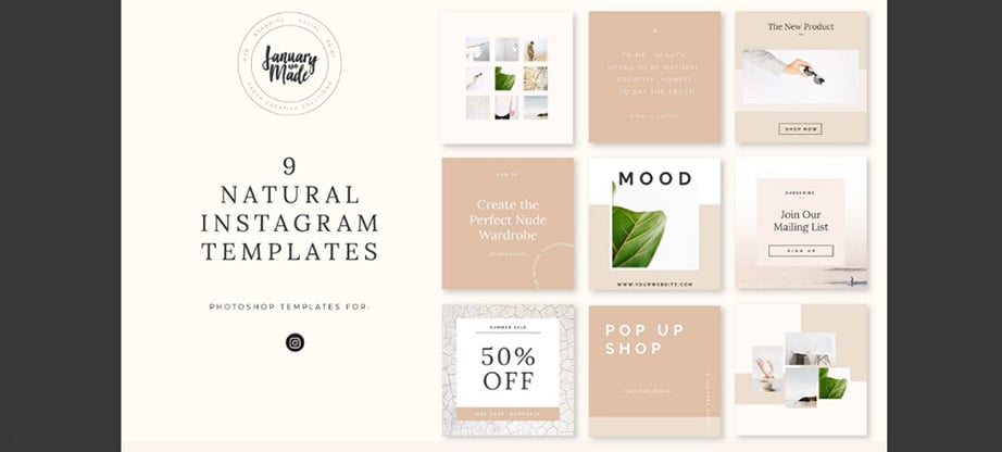 Natural Instagram Post Template Package