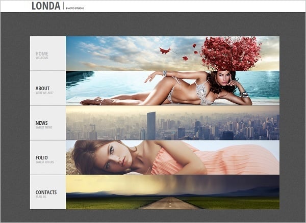 Vertical Navigation Bar Design - Photo Portfolio Website Template